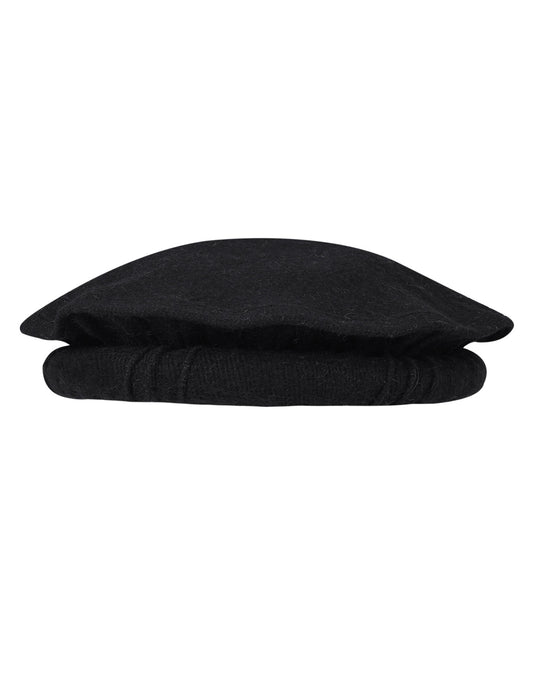 Black Chitrali Cap – Handmade Wool Pakol with Detachable Gold & Silver Markhor and Feather | Unisex Traditional Hat