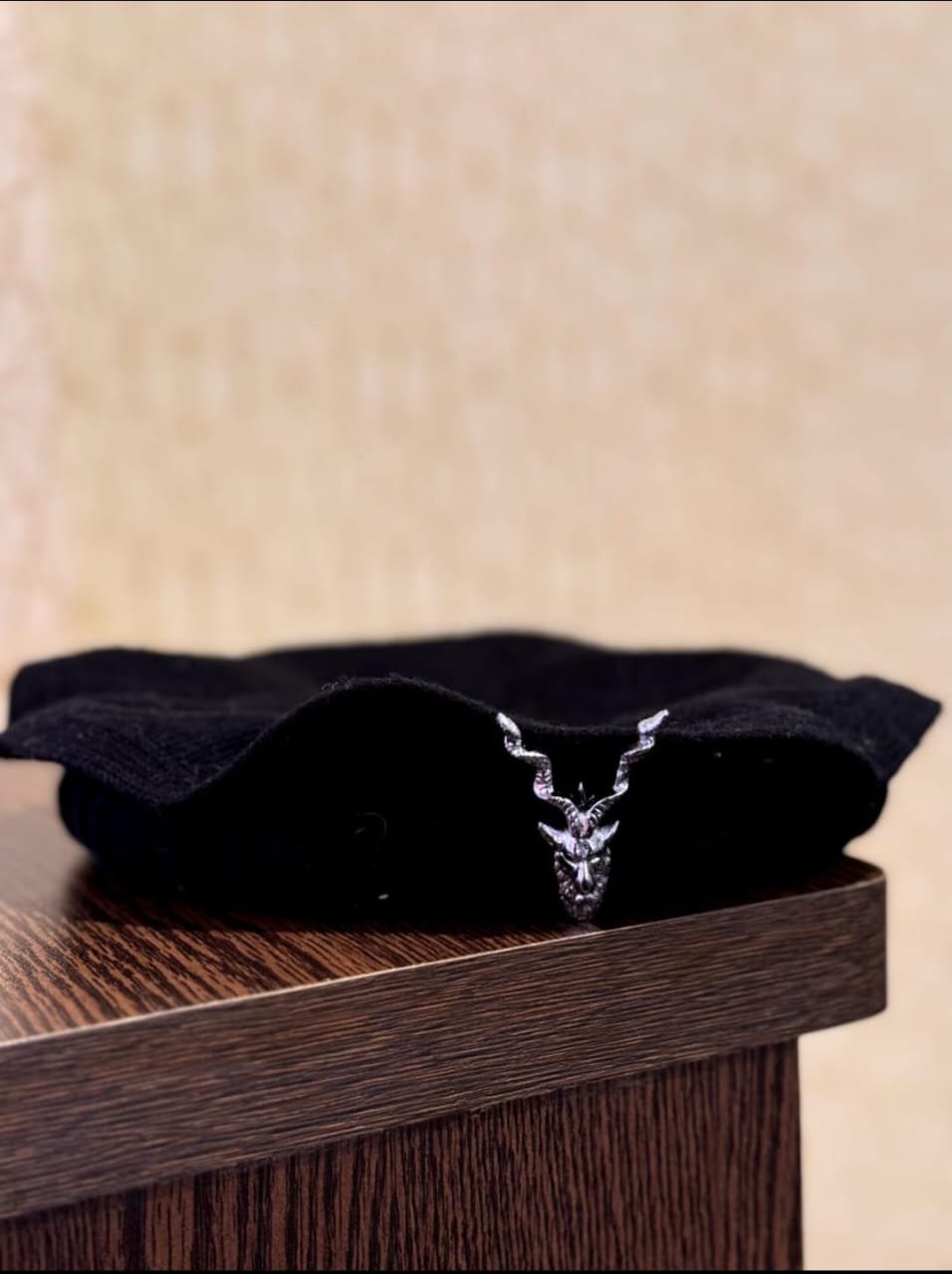 Black Chitrali Cap – Handmade Wool Pakol with Detachable Gold & Silver Markhor and Feather | Unisex Traditional Hat