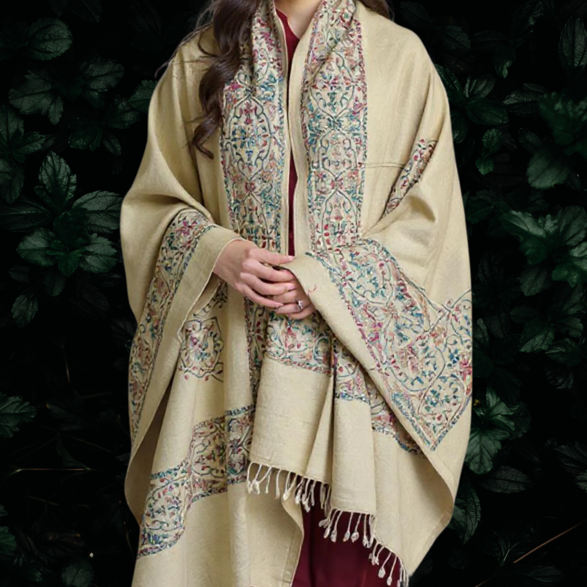 Handmade Chitrali Wool Shawl with Traditional Embroidery